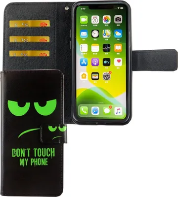 Produktbild von Apple iPhone 11 Pro Max Tasche Handy Hülle Schutz-Cover Flip-Case mit Kartenfach Don't touch my phone