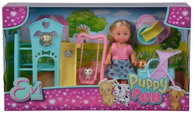 Produktbild von SIMBA Evi-Puppe am Spielplatz für Welpen mit Kinderwagen