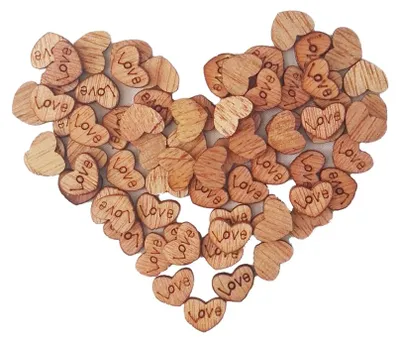 Produktbild von 100 Stück Liebesherzen aus Holz für Hochzeit, Party, Tischdeko, Dekoration, Basteln (Liebe)