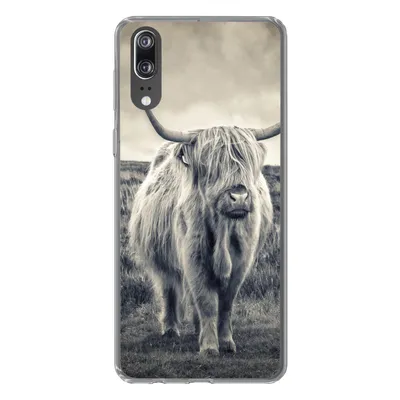 Produktbild von MuchoWow® Handyhülle Schutzhülle Hülle für Huawei P20 Schottischer Hochländer - Tiere - Wolken - Kuh - Natur Silikon Softcase Handy Hülle - Hardcover