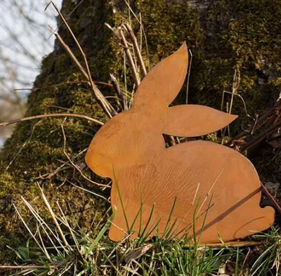 Produktbild von Ostern Rost Deko Hase sitzend | Osterdeko für draußen und drinnen