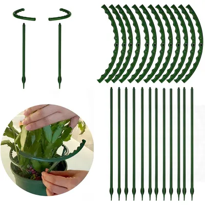 Produktbild von 12er Set Pflanzenstützen, Halbrunde Pflanzenstützringe für Topfpflanzen, stabil & wiederverwendbar, 15x14,5cm