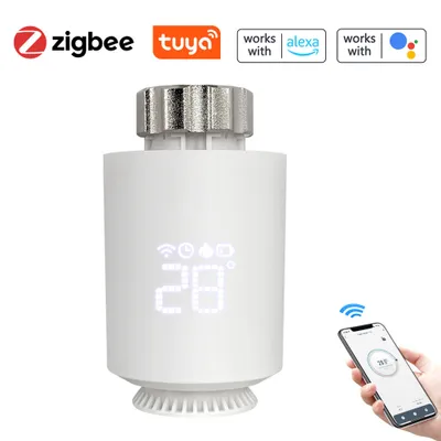 Obrázek produktu pro Zigbee Smart Radiator Thermostatic Valve Tuya App and Programmable Radiator Valve Digitální radiátorový termostat Topení Kompatibilní s Alexa & Google Home