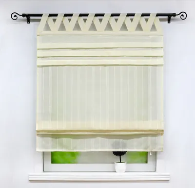 Produktbild von Delien Raffrollo mit V Schlaufen Leinenoptik Raffgardinen Halbtransparent Schlaufenrollo Modern Vorhang, Beige BxH 140x140 cm