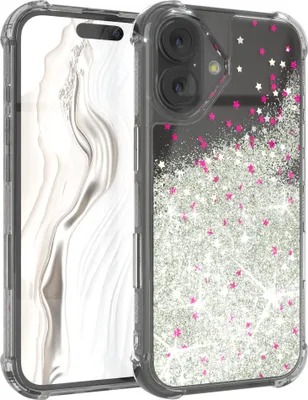 Produktbild von EAZY CASE - Glitzer Hülle kompatibel mit Apple iPhone 17 Glitzer Schutzhülle, Soft Case, Backcover Transparent mit Motiv
