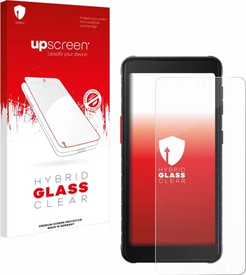 A product shot showing the packaging and the screen protector on a phone.