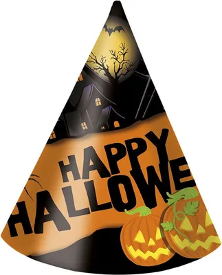 Produktbild von 6 Happy Halloween Partyhüte 16cm