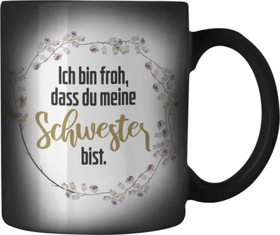 Produktbild von Trendation - Beste Schwester Farbwechsel Zauber-Tasse Spruch Geschenkidee Geburtstag Schwester von Schwester (Schwarz)