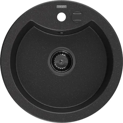 Produktbild von Mexen Diego 1-Becken-Granit-Spüle 488 x 480 mm, Schwarz/Silbermetallic, Siphon Schwarz - 6512481000-73-B