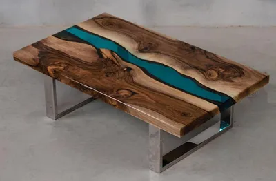 Produktbild von Wohnzimmer Brauner Luxus Massivholz Tisch Designer Epoxidtische