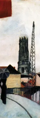 Obrázek produktu pro August Macke art print obrázek - Katedrála ve Fribourgu ve Švýcarsku, 1914 (91 x 30 cm)