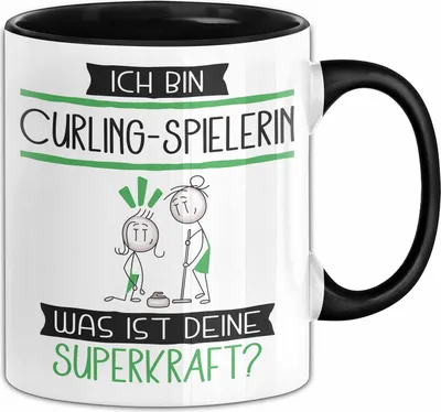 Produktbild von Curling-Spielerin Geschenk Tasse Ich Bin Curling-Spielerin Was Ist Deine Superkraft Geschenkidee Lustig Geburtstag Weihnachten (Schwarz)