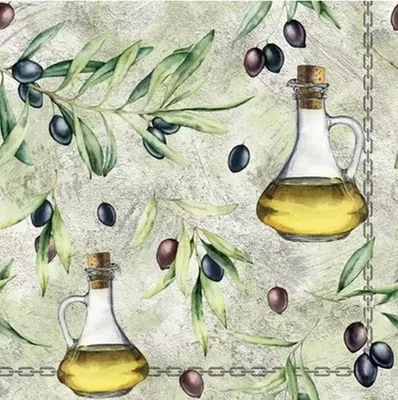Produktbild von 20 Servietten Black Olives - Schwarze Oliven an Blätter 33x33cm