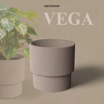 Obrázok produktu pre Luxe Vega kvetináč okrúhly taupe 36 cm s nádržou na vodu recyklovaný Mokka elegantné kvetináče