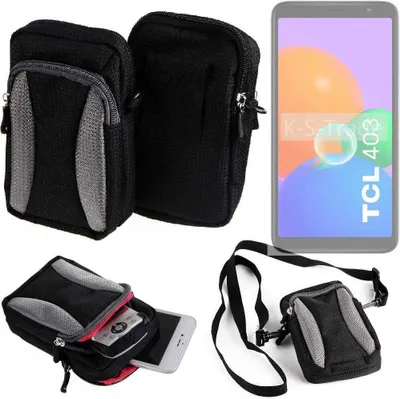 Produktbild von K-S-Trade Holster Schutz Hülle kompatibel mit TCL 403 Handy Hülle Gürteltasche Umhängetasche mit Zusatzfach schwarz