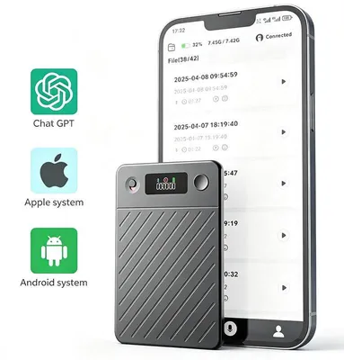 Produktbild von ZELURXX Sprachübersetzer mit KI-Funktion, Diktiergerät mit Echtzeit Transkription, Übersetzer für 189 Sprachen, Meeting Recorder, 16G