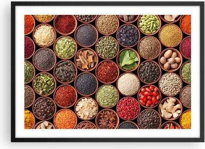 Produktbild von Gerahmtes Poster - Schwarzer Rahmen - Gewürz Küche - 70x50 cm - Wand Bild - Wanddeko - Wandbilder - Kunstposter - Wandposter - Bilderrahmen - Bilder - Kunstdruck - Wandbild - P2BAA70x50-3600