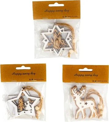 Produktbild von Weihnachtsbaumschmuck 6er Set aus Holz