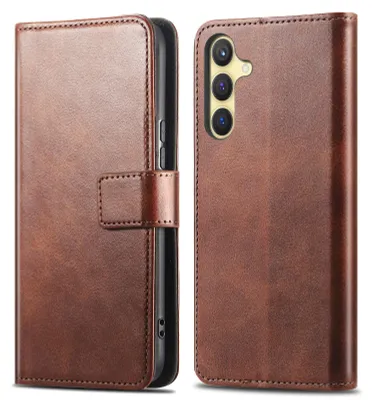 Imagen del producto de Funda Tipo Libro de Lujo para Samsung Galaxy S25 / S24 - Marrón oscuro