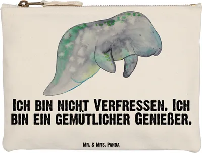 Produktbild von Mr. & Mrs. Panda Kulturtasche Seekuh Chillen Grösse XL Große - Weiß - Geschenk, Süßigkeiten, Meer, kosmetiktäschchen, Essen, Schlampermäppchen, Diät, Pouch, Etui, Zucker