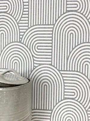 Produktbild von NEWROOM Tapete Grau Vliestapete Linien - Mustertapete Boho Weiß  Bogen  Boho Tapete Modern Ethno-Muster