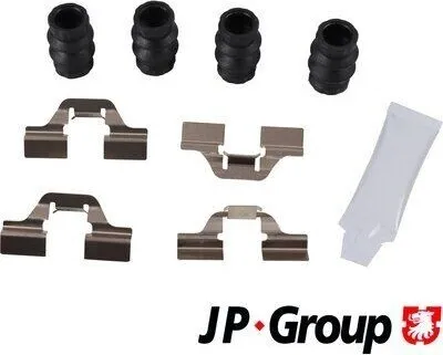 Produktbild von JP GROUP 4364004110 Zubehörsatz Scheibenbremsbelag Hinten für RENAULT Clio III Schrägheck (BR0/1, CR0/1) Scénic III (JZ0/1) GRAND SCÉNIC III (JZ0/1)