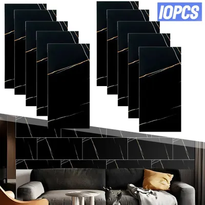 Obrázok produktu pre Samolepiace obklady na stenu – 10 kusov – PVC – Vodotesné – Vzhľad mramoru – Vhodné do kuchyne, kúpeľne a obývačky