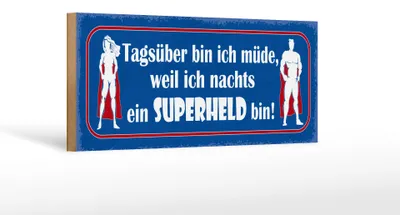 Produktbild von Holzschild Spruch 27x10cm ich nachts ein Superheld bin