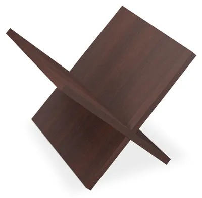 Produktbild von Relaxdays Zeitungsständer Walnussholz, Wohnzimmmer X-Form, Magazinhalter modern, HxBxT: ca. 25,5x32x29 cm, dunkelbraun