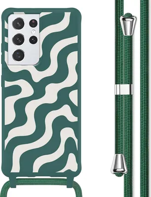 Produktbild von imoshion SilikonHülle design mit Band Samsung Galaxy S21 Ultra - Petrol Green Groovy