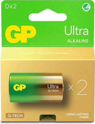 Produktbild von GP Batteries Ultra Alkaline GP13A, Einwegbatterie, D, LR20, Alkali, 1,5 V, 2 Stück(e), Cd (cadmium), Hg (Quecksilber)