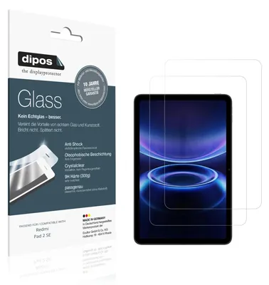 Produktbild von 2x Schutzfolie für Redmi Pad 2 SE - Anti-Shock 9H Folie dipos Glass Kunststoffglas