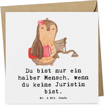 Produktbild von Mr. & Mrs. Panda Deluxe Karte Juristin Herz - Weiß - Geschenk, Witzig, Glückwunschkarte, Jura Studium, Spruch, Anwältin, doppelkarte, faltkarte, Grußkarte, Lustig