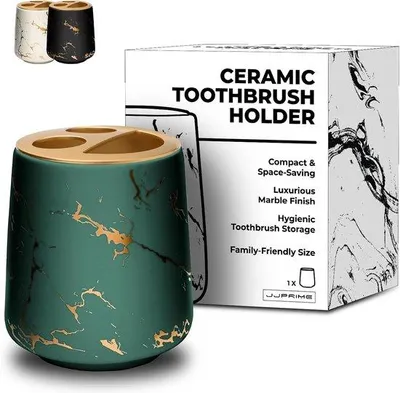 Produktbild von Keramischer Zahnbürstenhalter – Badezimmer-Organizer für Zahnbürsten und Zahnpasta