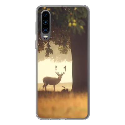Produktbild von MuchoWow® Handyhülle Schutzhülle Hülle für Huawei P30 Hirsche - Bäume - Wald Silikon Softcase Handy Hülle - Kartenbesitzer