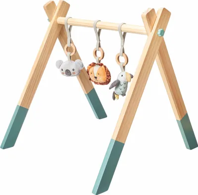Productafbeelding van Nuby houten speelboog voor baby's, sensorisch speelgoed, geschikt vanaf de geboorte, met dieren