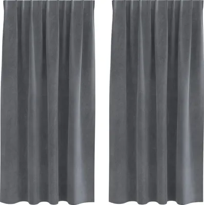 Produktbild von vidaXL Verdunkelungsvorhänge 2 pcs Hellgrau 140 x 175 cm Samt