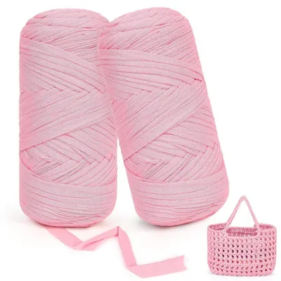 Obrázek produktu pro Příze na trička, tlustá příze na háčkování, 2x200g, tloušťka 2 cm, růžová barva, vhodná pro DIY projekty
