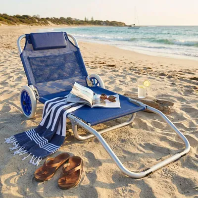 Immagine prodotto di Milani Home - spiaggina mare pieghevole, acciaio e textilene, alta pieghevole, blu