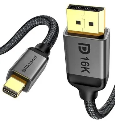 Produktbild von 80Gbps Mini DisplayPort auf DisplayPort Kabel 2.1, 4K@240Hz 8K@144Hz 16K@60Hz, HDR, G-Sync FreeSync, [Thunderbolt 2] Mini DP auf DP Kabel 2.1 für Gaming Laptop, MacBook, Monitor, NUC, 2Meter