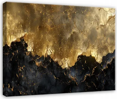 Produktbild von Leinwandbilder Wandbild Abstrakt Schwarz Gold 120x80 cm XXL Modern Leinwand Bilder Leinwandbild Wohnzimmer Schlafzimmer Wanddeko