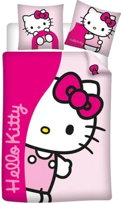 Produktbild von Hello Kitty Bettbezug 100% Flanell 140 x 200 cm - 65 x 65 cm