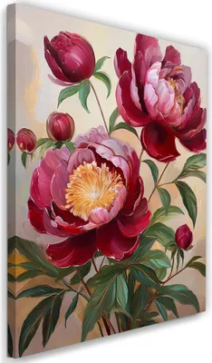 Produktbild von Leinwandbild Rot Burgunderrote Blume Pfingstrose 60x90 Feeby Rot bild für die wand bereit zum aufhängen