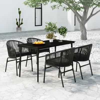 Produktbild von The Living Store 5-tlg. Garten-Essgruppe Schwarz