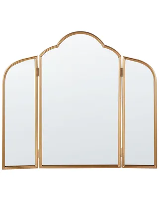 Obrázok produktu pre BELIANI Stolové trojité zrkadlo zlaté kovové 87 x 77 cm dve bočné krídla skladacie make-up