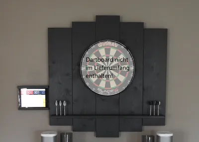 Produktbild von WOODEN Dartboard Surround | Anthrazit | MIT Tablet-Halter (Universell) | Premium Dart-Wandschutz & Tablet-Halter (Catchring, Backboard)