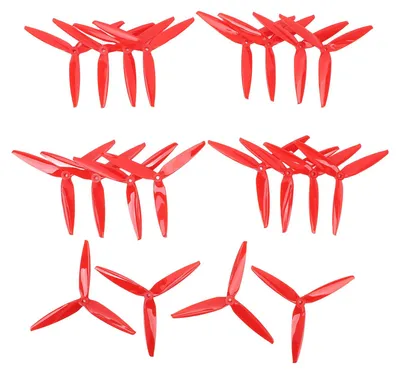 Image de 10 paires d'hélices 7040 à 3 pales, en polycarbonate résistant, hélices de rechange légères pour drones FPV de 7 et 8 pouces, rouges