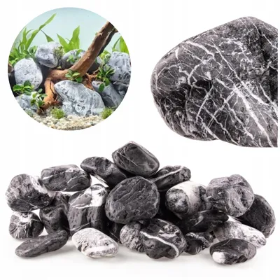 Zdjęcie produktu dla Kamienie dekoracyjne do akwarium, kamienie akwariowe Otoczak, stabilizujące pH, jeziora Tanganika i Malawi, 1 kg