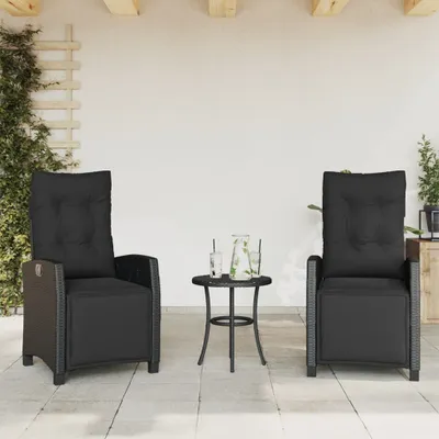 Produktbild von Möbel Gartensessel mit Fußteil 2 Stk. Verstellbar Schwarz Poly Rattan 2024