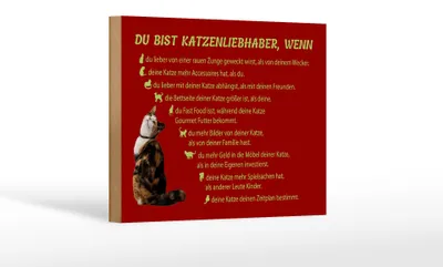 Produktbild von Holzschild Spruch 18x12cm du bist Katzenliebhaber wenn